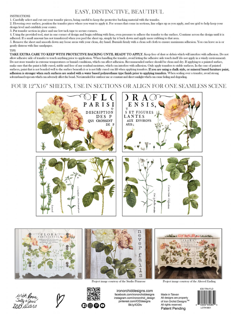 FLORA PARISIENSIS – transfer decorativ - set de 4 pagini A3 - imagine 3