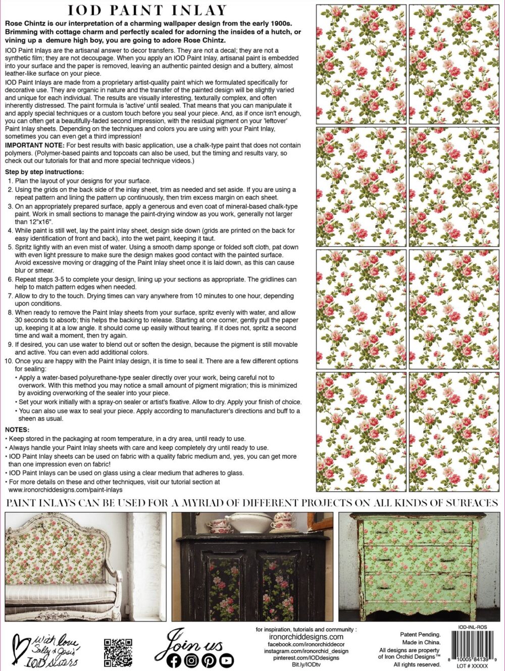 Rose Chintz – Paint Inlay set de 8 pagini A3 - imagine 4