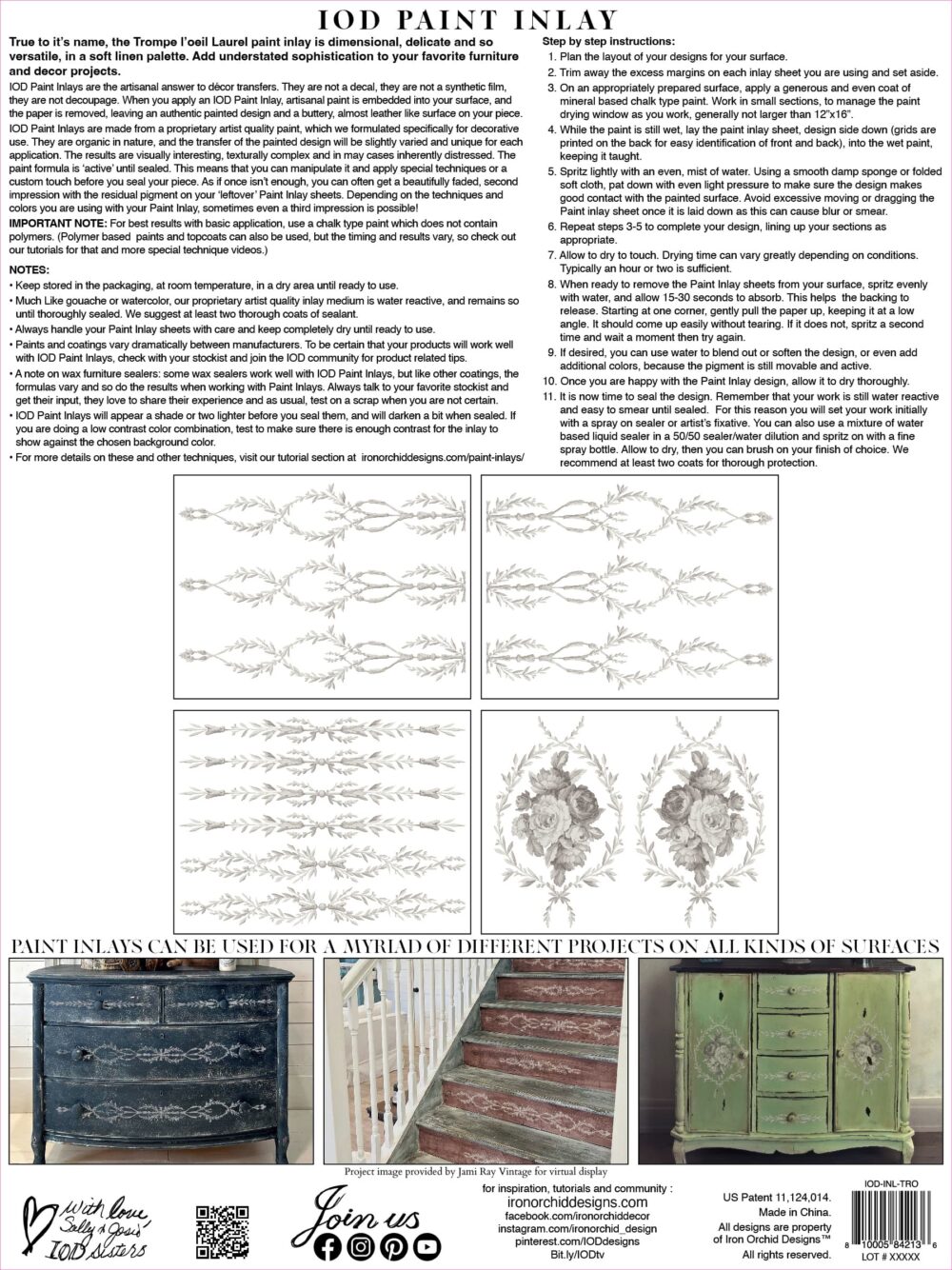 Trompe l’oeil Laurel – IOD Paint Inlay – set 4 pagini A3 – Nou - imagine 4