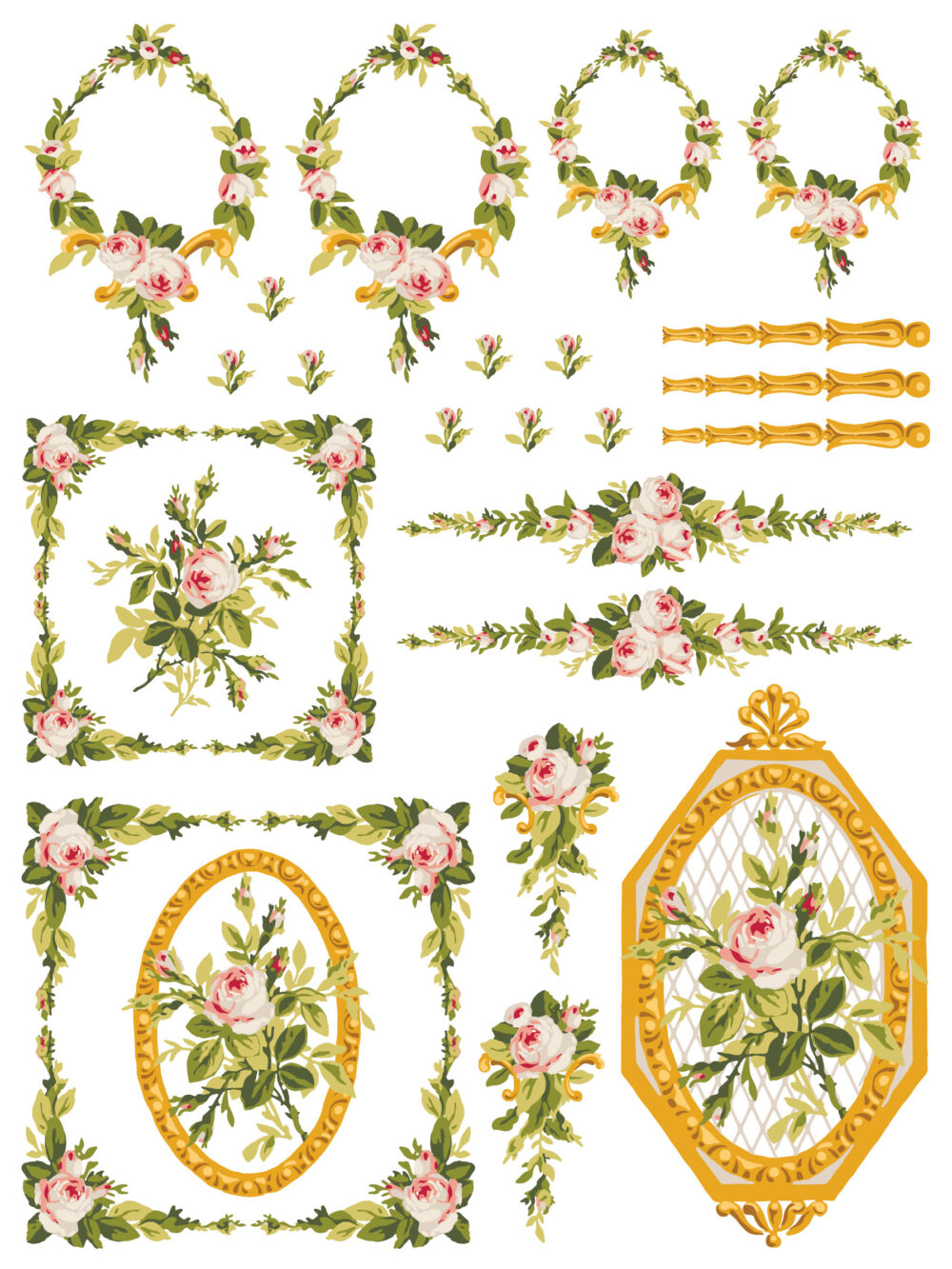 Petite Fleur Pink – IOD Paint Inlay – set 4 pagini A3 – Nou (Ediție Limitată) - imagine 5