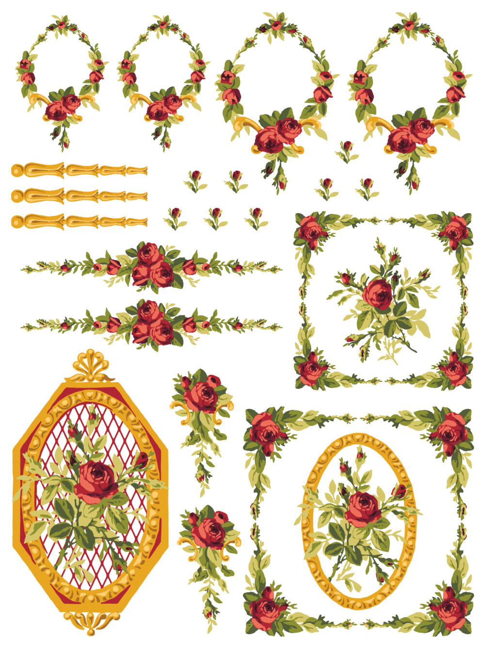 Petite Fleur Red – IOD Paint Inlay – set 4 pagini A3 – Nou (Ediție Limitată) - imagine 6