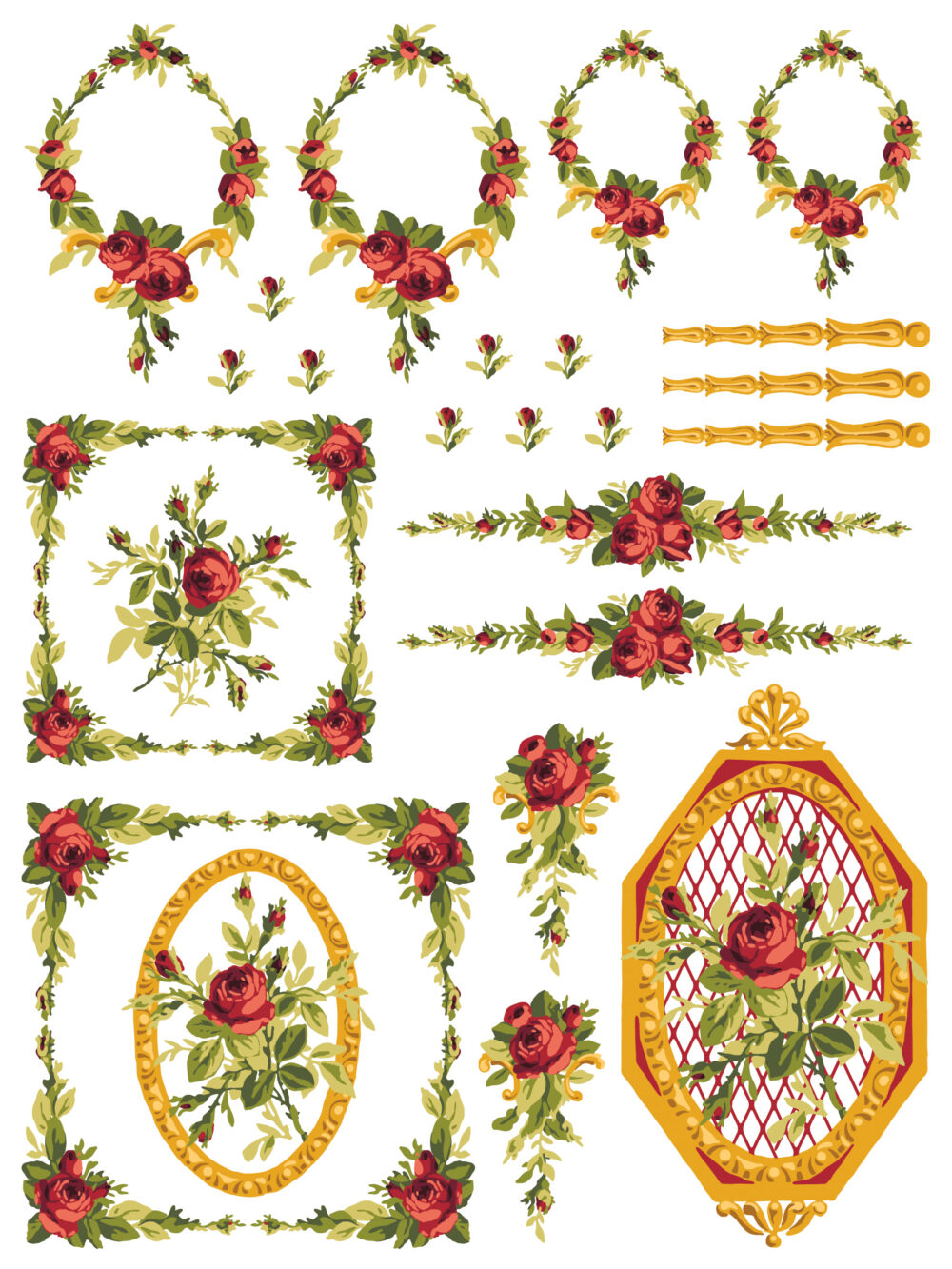 Petite Fleur Red – IOD Paint Inlay – set 4 pagini A3 – Nou (Ediție Limitată) - imagine 5