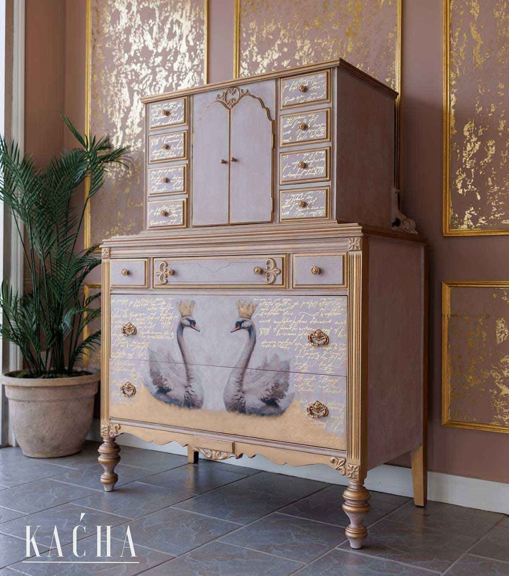 Redesign transfer decorativ shimmering script kacha
