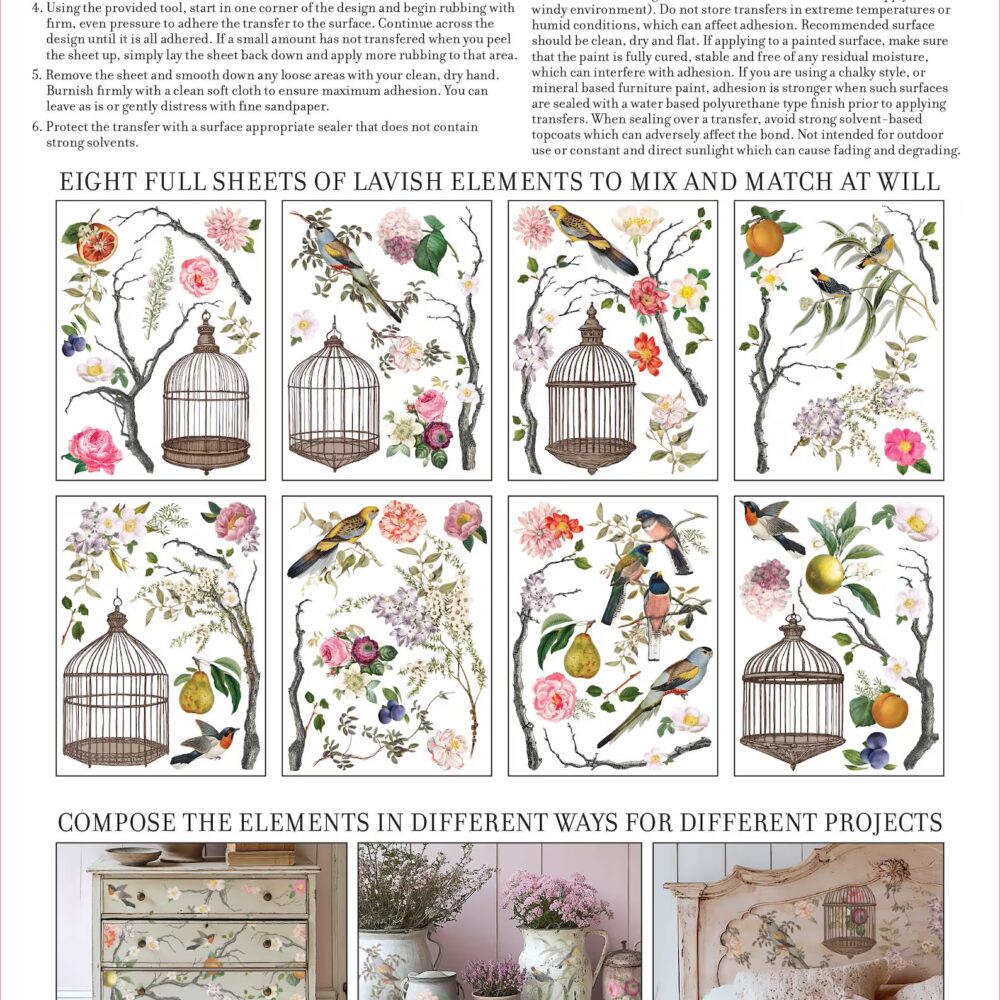 MENAGERIE IOD TRANSFER decorativ motive florale