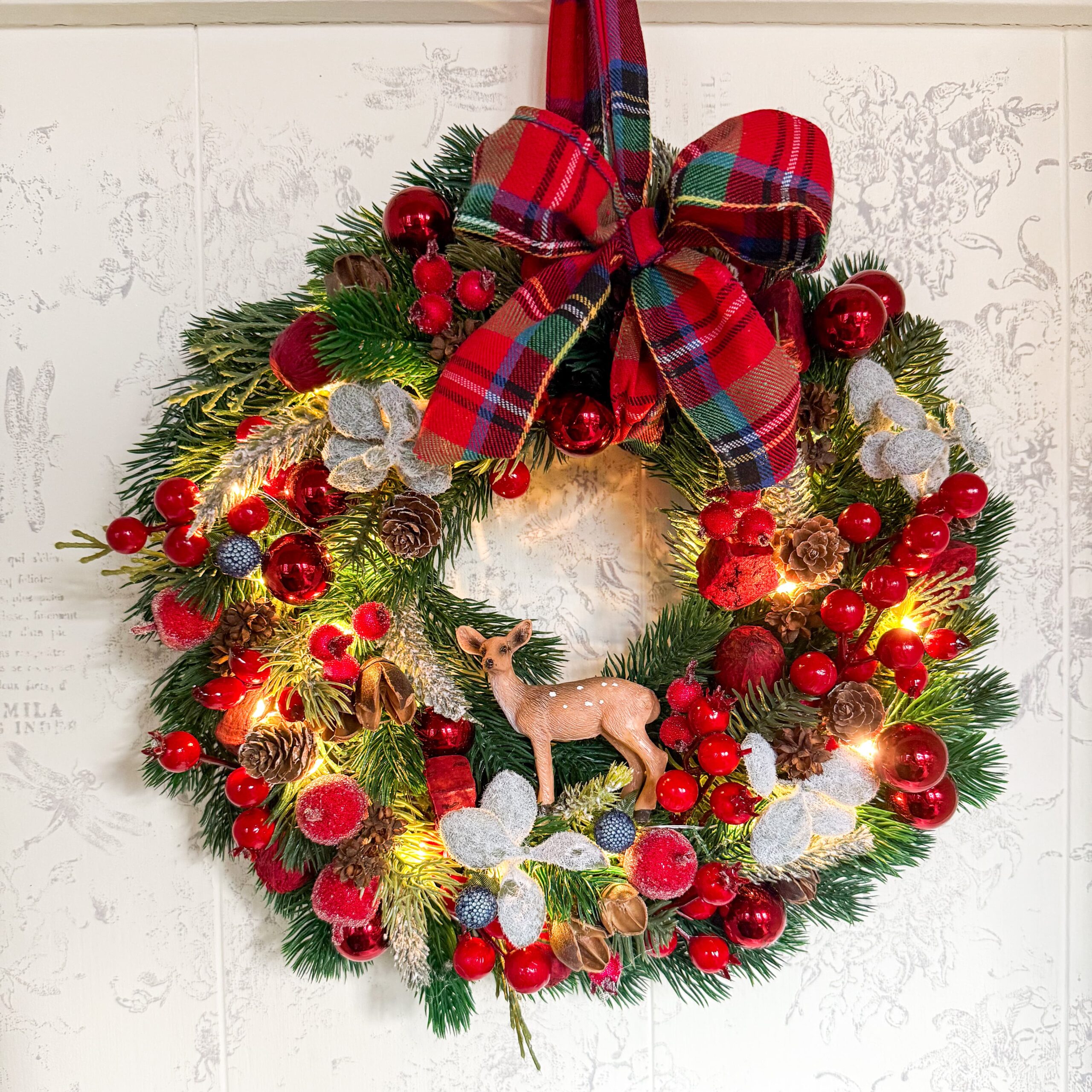 coroniță Crăciun roșu cu led