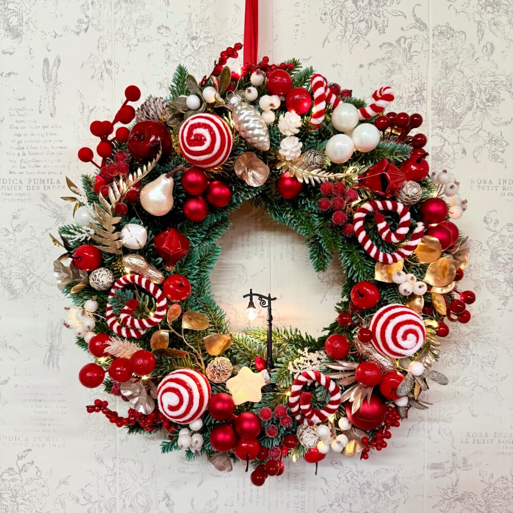 coroniță Crăciun pentru ușa cu led nuanțe roșu 40cm