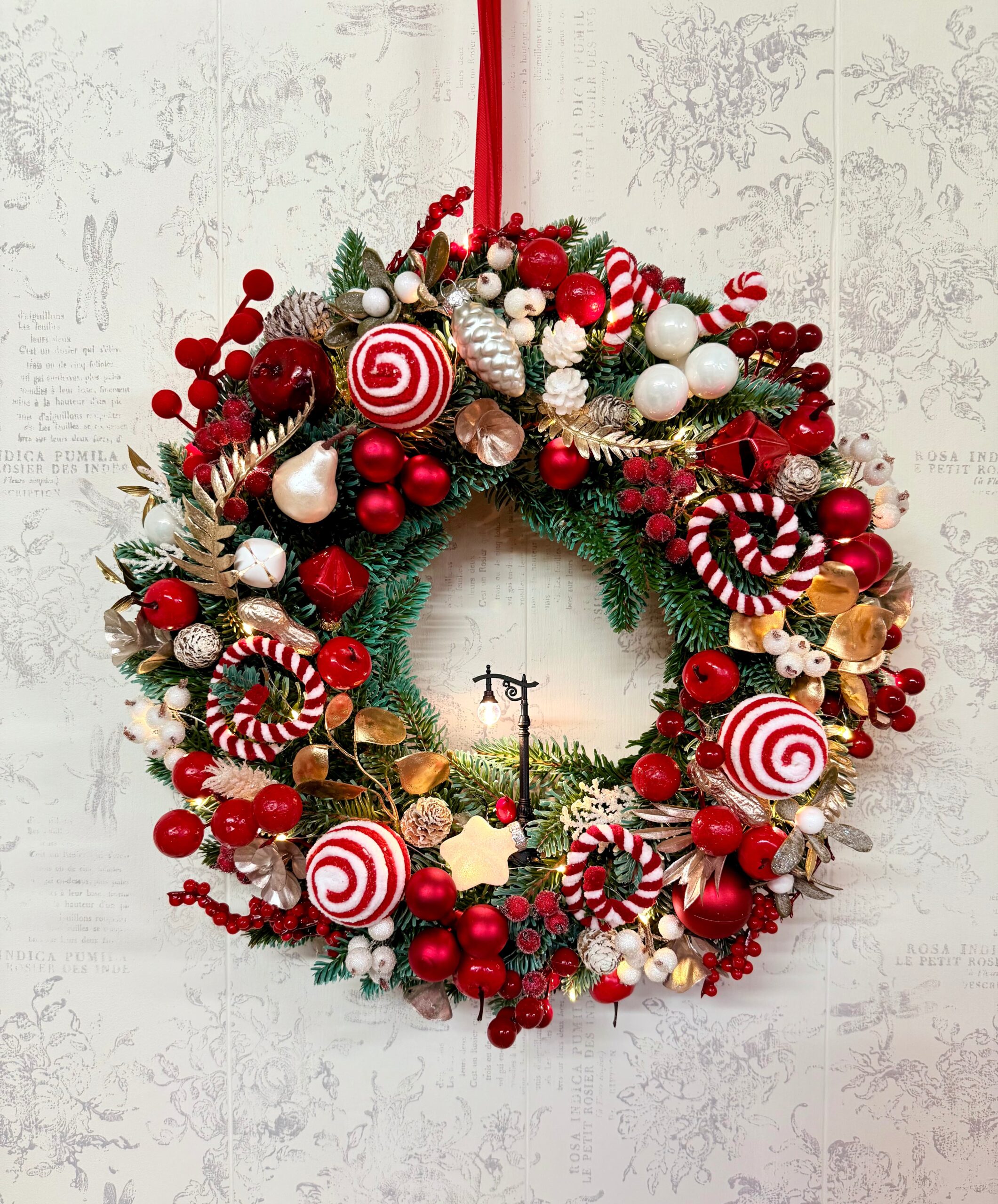 coroniță Crăciun pentru ușa cu led nuanțe roșu 40cm