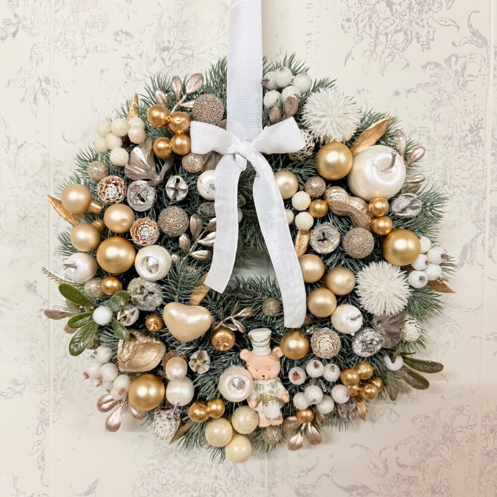 coroniță Crăciun auriu 28cm